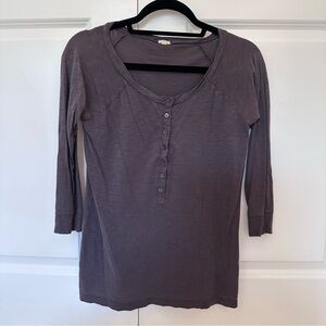 Vintage Style Women's J.Crew Dark Gray 3/4 Sleeve Henley Top